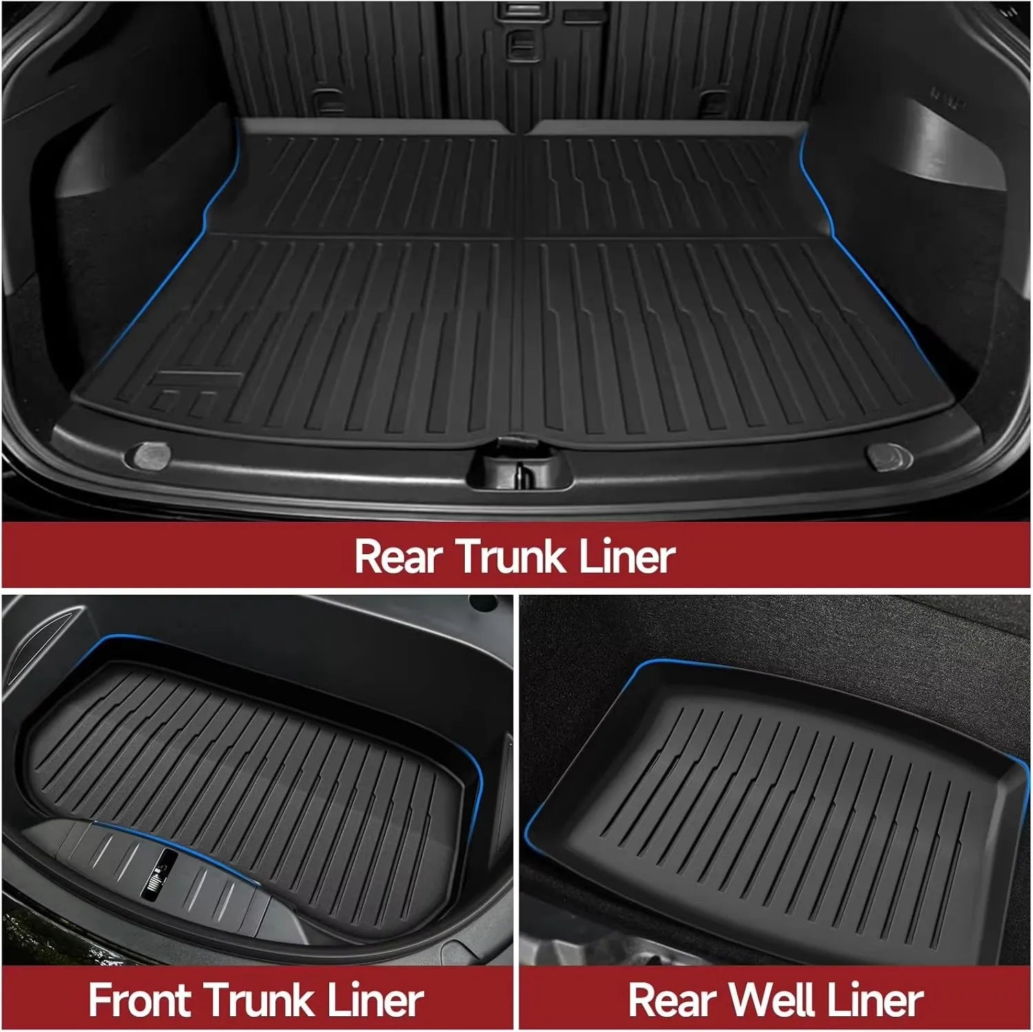 Car Trunk Mat For New Tesla Model Y 2025 Juniper TPE Floor Mats & Cargo Liner All Weather Trunk Mats Floor Liner Backrest Mats
