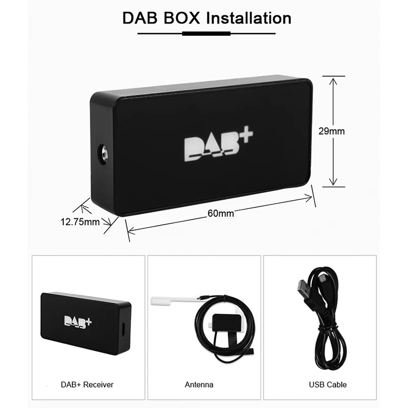 DAB+ Antenna for Android Car Radio With USB Adapter GPS Stereo DAB Receiver Player Automatic Scan Support Channel List LOGO