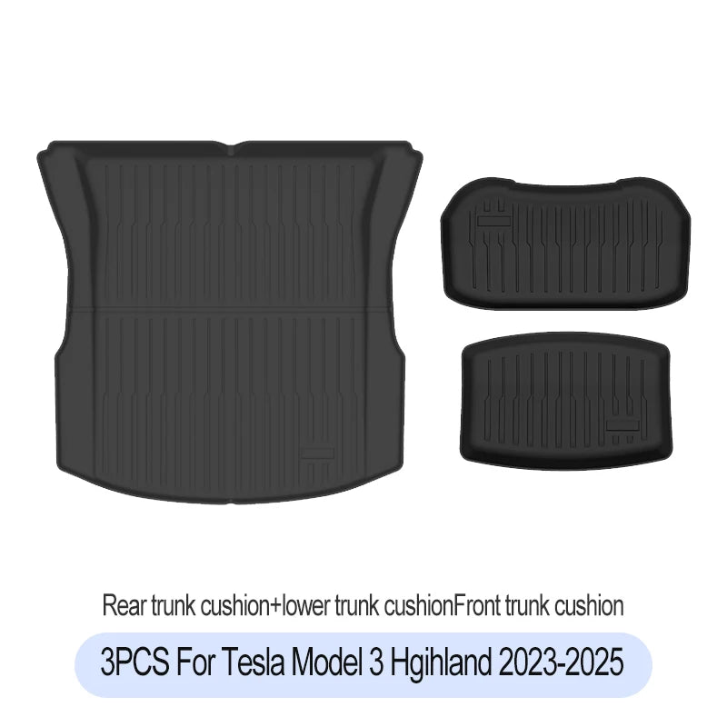 2023-2025 For Tesla Trunk Mat For  Model 3 highland Floor Mat  Luggage Mat TPE waterproof Anti-Slip Set Floor Liner Mats