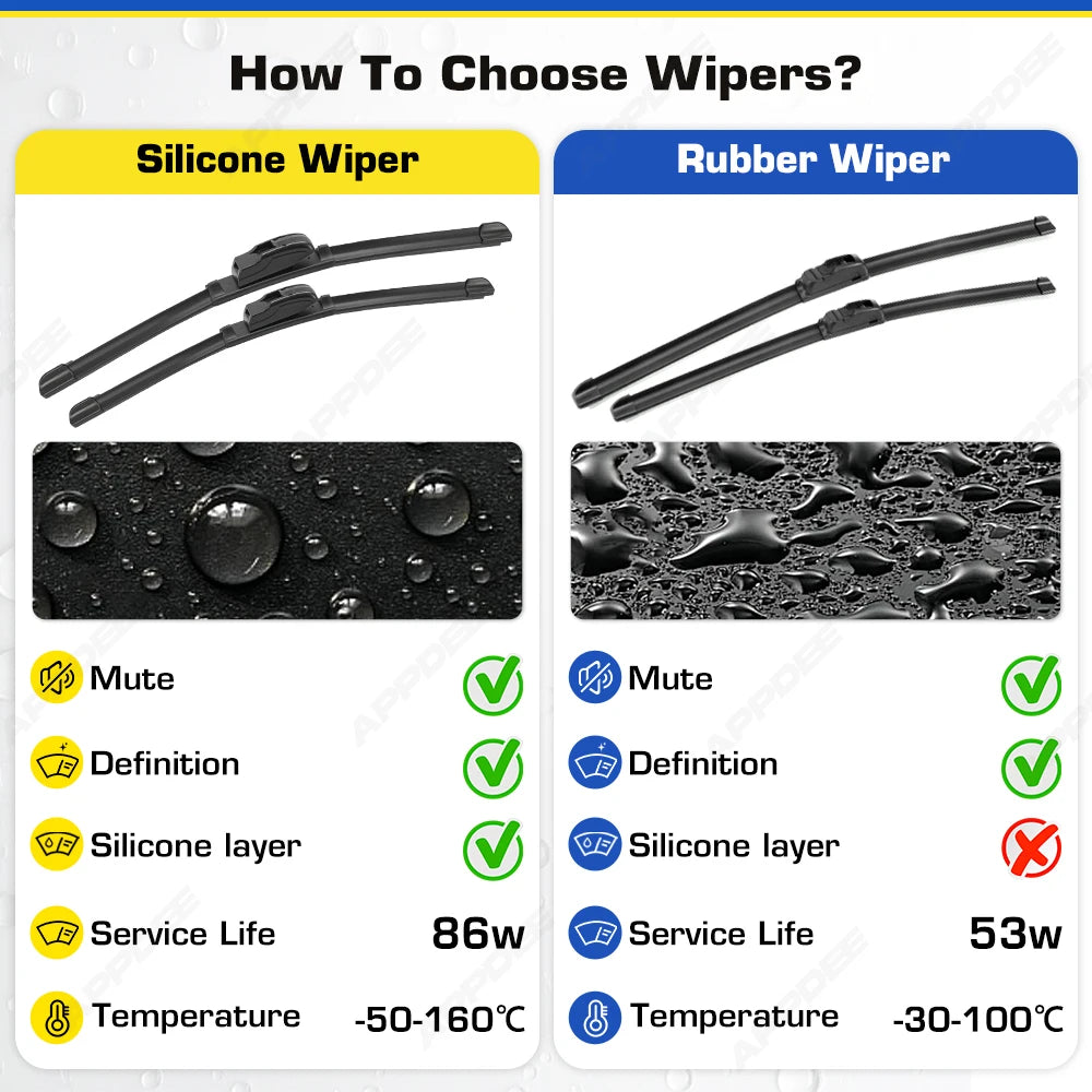 Silicone & rubber  Front Wiper Blades Set For VW Transporter T4 1990 - 2003 Windshield Windscreen Window Brush 21"+21"