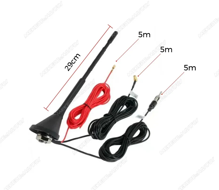 DAB Auto Radio Aerial Amplified Roof Mount Rod Antenna AM/FM Din SMA Male Connector 5m Cable for JVC Kenwood Pioneer Receiver