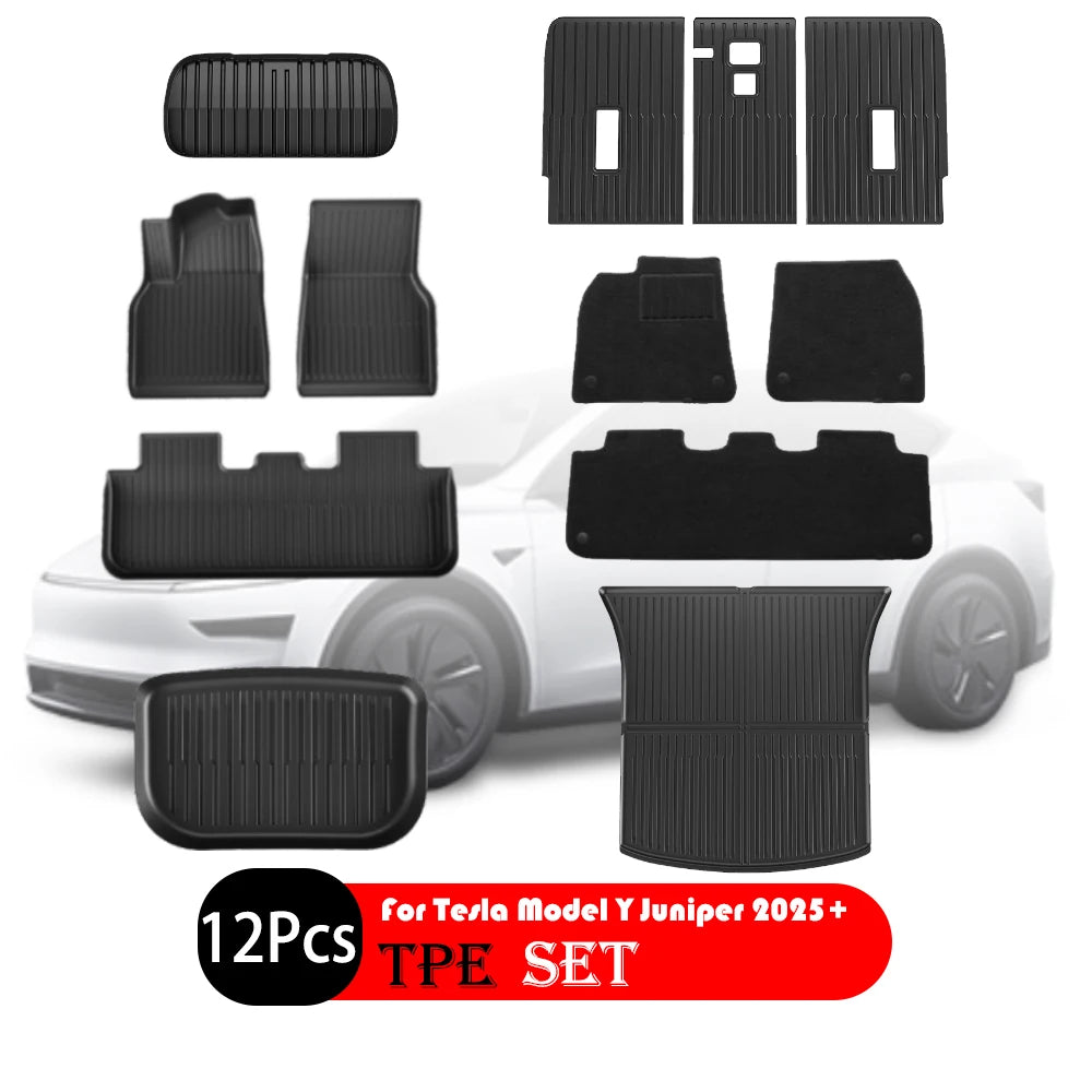 For Tesla New Model Y Juniper 2025+ TPE Floor Mats Waterproof Luggage Mat Wear-resistant Foot Pads ModelY Trunk Mats Accessories