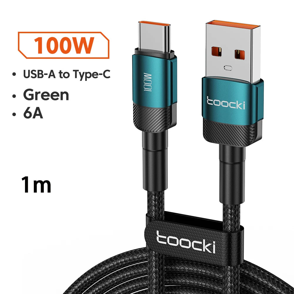 Toocki 6A USB Cable to Type C Wire for Samsung Huawei OPPO POCO PD100W Fast Charging Charger USB C Data Cord for Oneplus Xiaomi