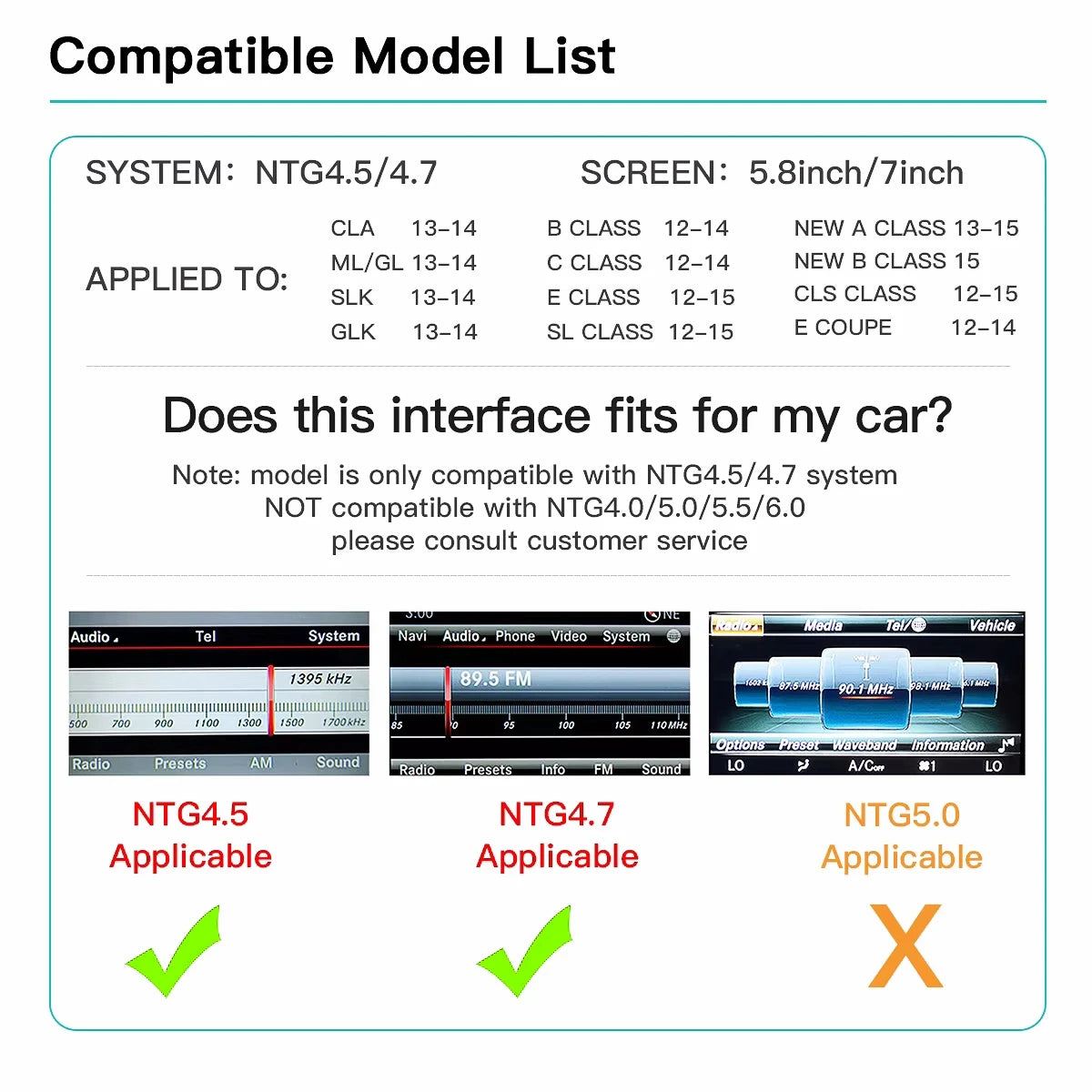 ANYFAR Wireless CarPlay Android Auto for Mercedes Benz A B C E Class GLA CLA GLK SLK CLS W204 W176 W246 X204 C117 NTG4.5 4.7