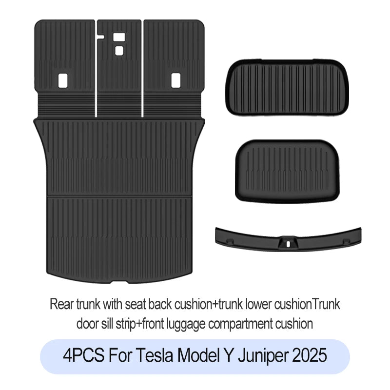 For Tesla New Model Y Juniper 2025+ TPE Floor Mats Waterproof Luggage Mat Wear-resistant Foot Pads ModelY Trunk Mats Accessories