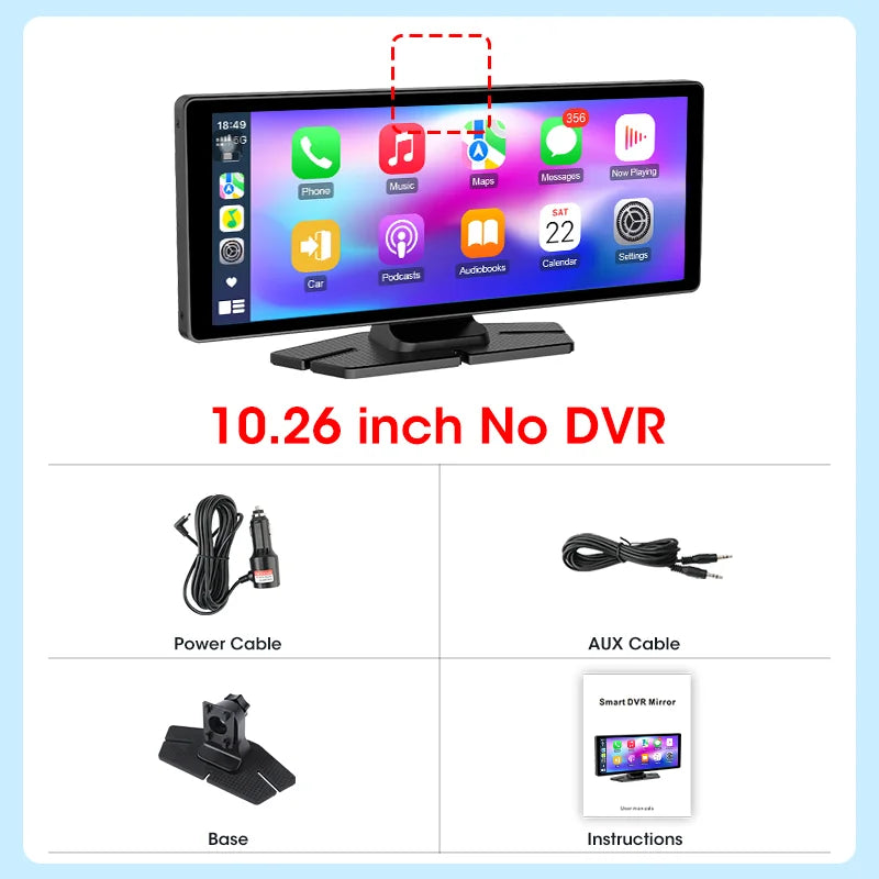 Develuck 10.26" Rotating Carplay Screen 4K Car DVR Rearview Camera Android auto Dash Cam Video Recorder GPS Navigation Dashboard