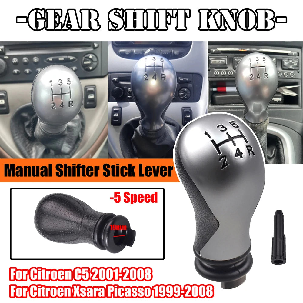 5 Speed Gear Stick Shifter Lever Head Manual Car Gear Shift Knob for Citroen C5 2001-2008 Xsara Picasso 1999-208