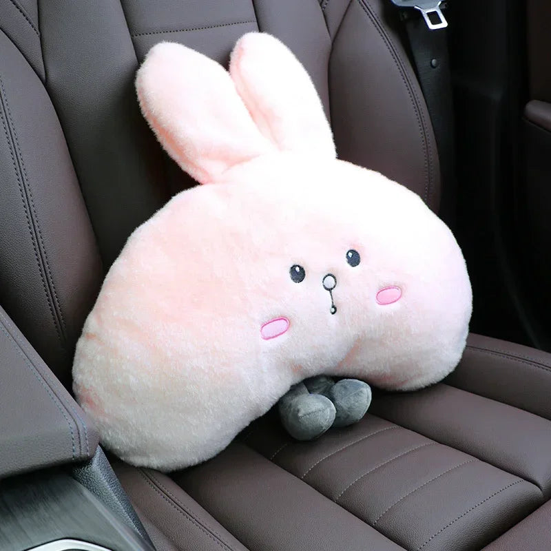 Woman Girl Neck Cushion Rabbit Car Accessories Seat Belt Shoulder Pad Animal Cervical Pillow Universal Headrest Cute Neck Pillow