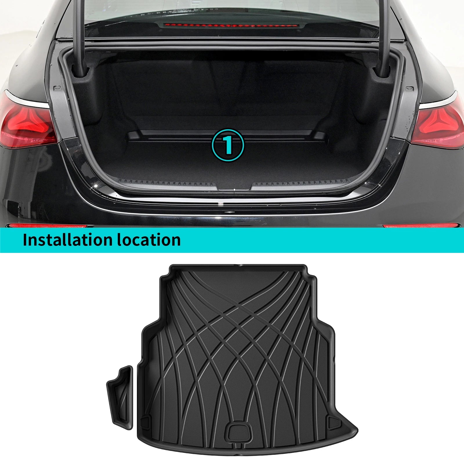 for Benz E-Class 2024 2025 TPE 3D Car Cargo Liner Trunk Pad Waterproof Protective All Weather Black