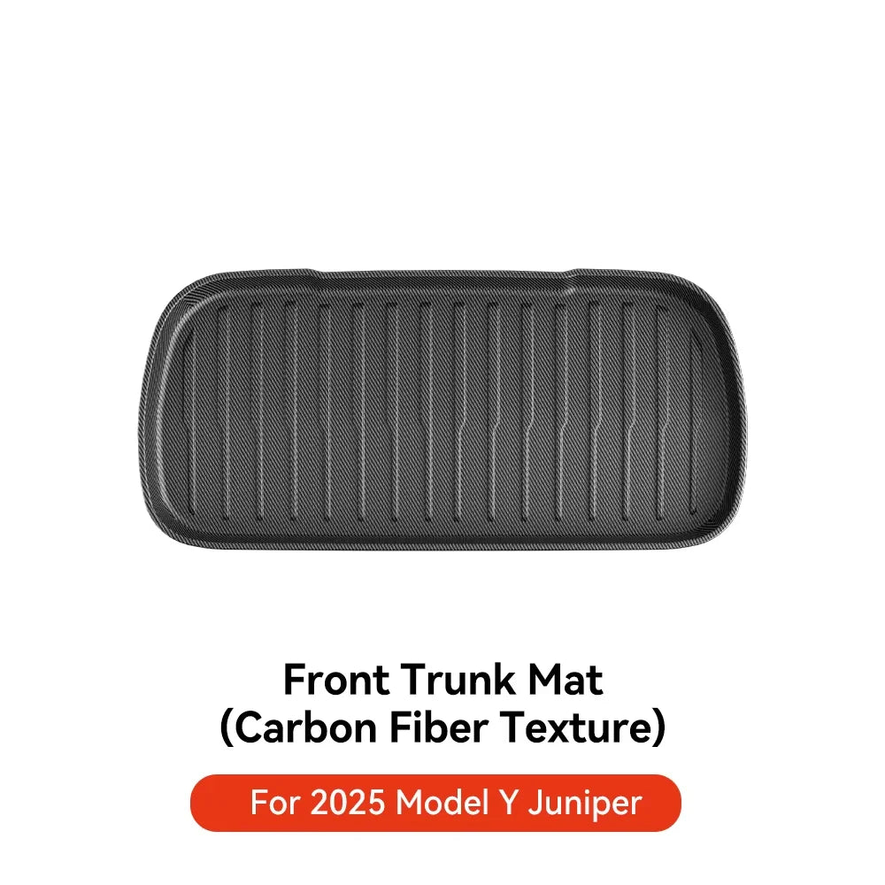 YZ For Tesla Model Y Juniper 2025 TPE Floor Mat Carbon fiber pattern Car waterproof Anti-Slip Trunk Floor Liner Backrest Mats
