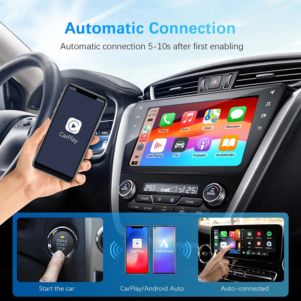Wireless Carplay Adapter Android Auto WiFi Smart Dongle 2in1 For Hyundai SANTA FE TUCSON ELANTRA IONIQ 5 6 KONA VENUE NEXO