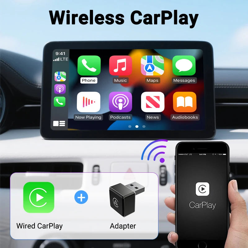 2in1 Wired To Wireless Carplay Smart DongleWireless Android Auto Adapter 5G WIFI For iphone Android Phone For FIAT MG Kia Audi