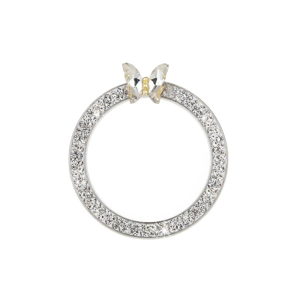 1 Pc Rhinestone Crystal Butterfly Ring Car Ignition Button Decorative Cover - Anti-Corrosion, Easy to Install, Upgraded Design