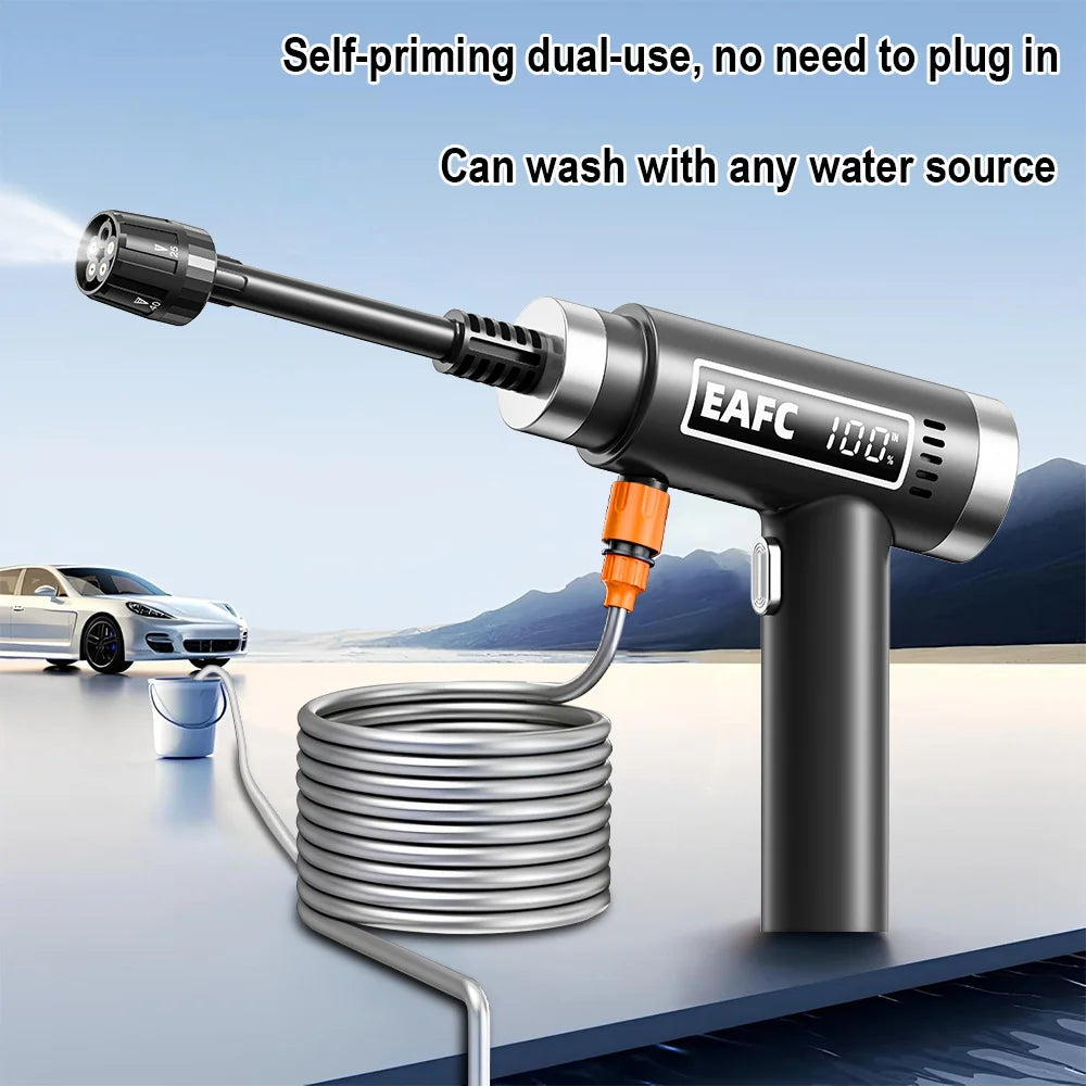 EAFC Wireless High Pressure Car Washing Machine Bedlt-In Battery Rechargeable Electric Car Washer Portable Water Gun Kit Cleaner