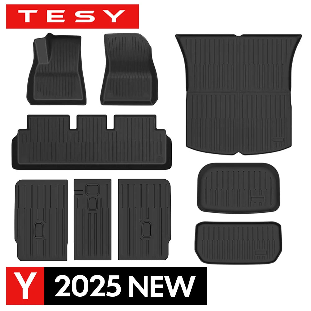 For New Tesla Model Y Launch 2025+ Juniper TPE Floor Mat & Cargo Liner All Weather Trunk Mats Floor Liner Seat Backrest Mats