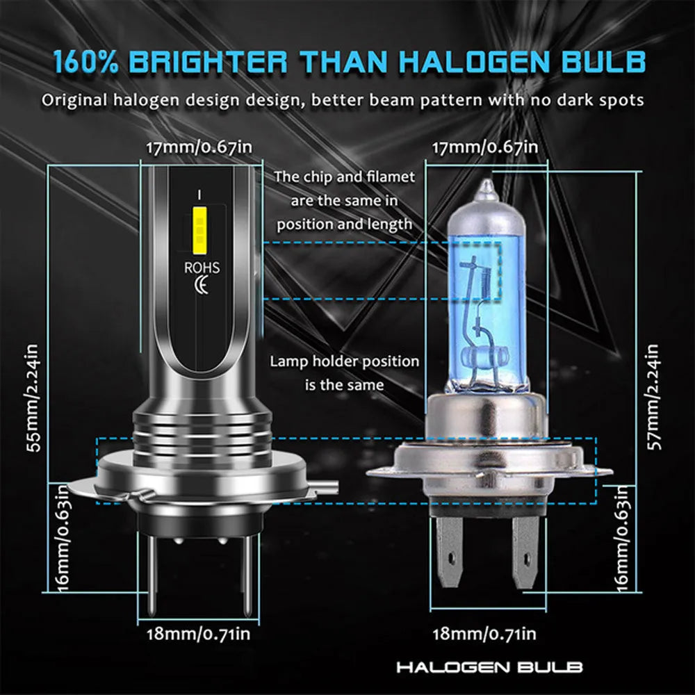 2pcs Auto LED Headlight CSP H7 LED Headlight Replace Xenon Hi/Low Kit Bulbs Beam 6000K Canbus Error Free 12V 24V Aluminum Alloy