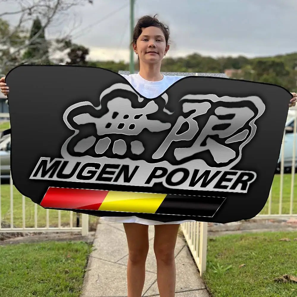 Mugen Powers Heated Windshield Sunshade Car Window Windscreen Cover Sun Shade Auto Sun Visor Car-covers