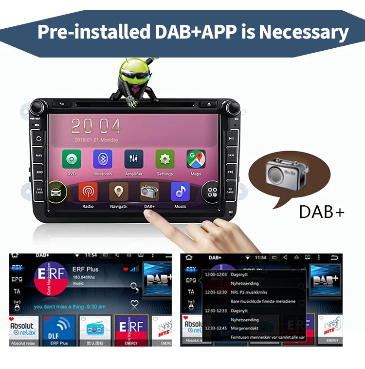 DAB+ Antenna for Android Car Radio With USB Adapter GPS Stereo DAB Receiver Player Automatic Scan Support Channel List LOGO