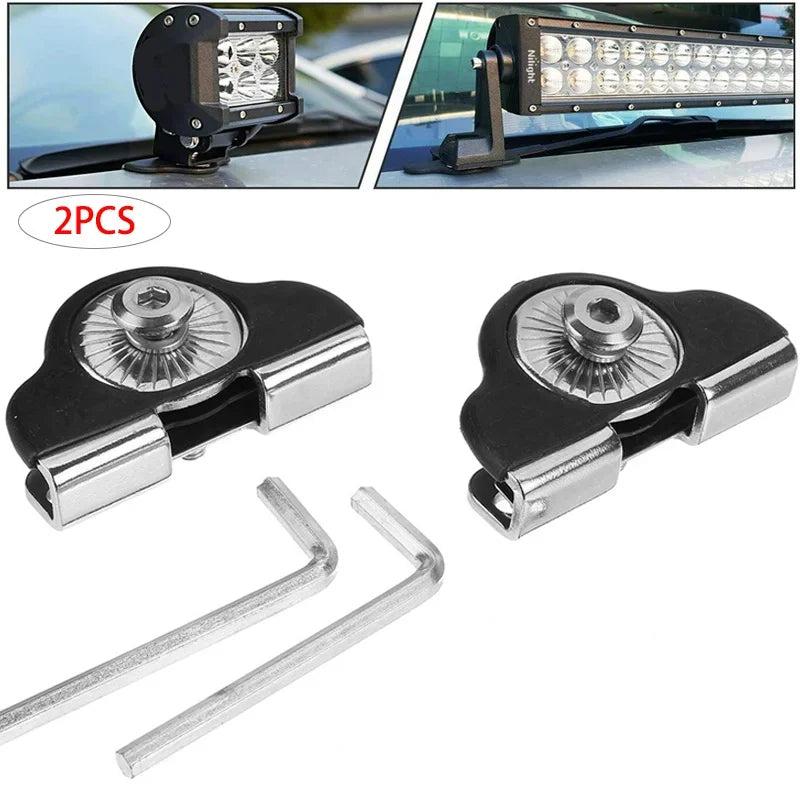4/2PCS Universal Car Hood Mount Mounting Brackets Stainless Steel Led Work Light Bars Clamp Holder ( without Lamp ) 2Pcs