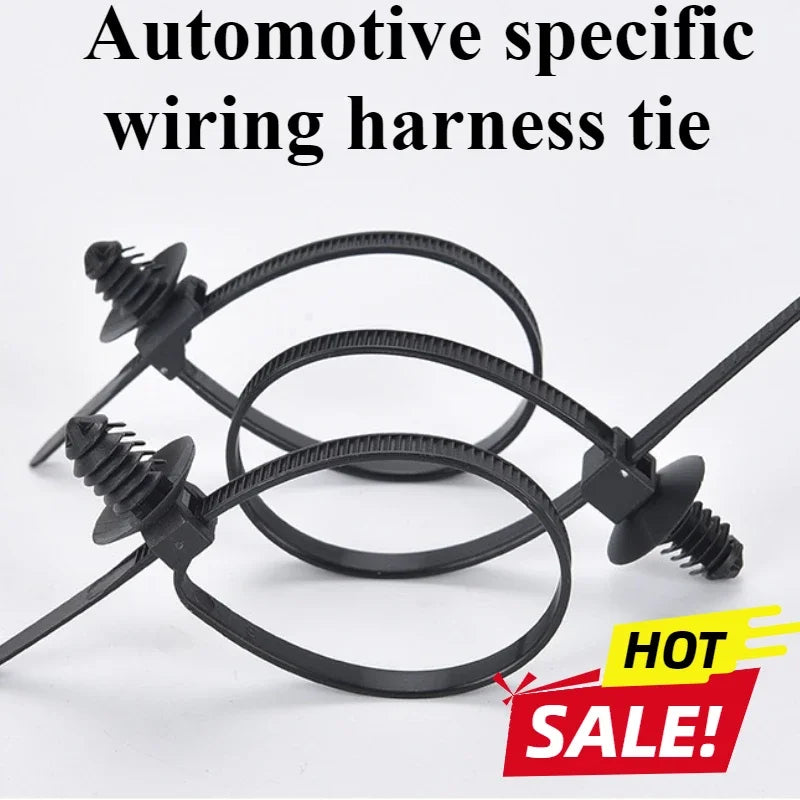 Car Nylon Tie Wrap Cable Fixed Fastener Clips  Strap Self-Locking Nylon Cable Ties Car Hose Fastening Zip