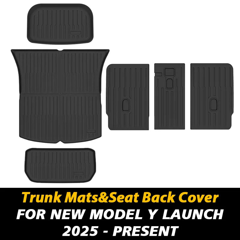 For New Tesla Model Y Launch 2025+ Juniper TPE Floor Mat & Cargo Liner All Weather Trunk Mats Floor Liner Seat Backrest Mats