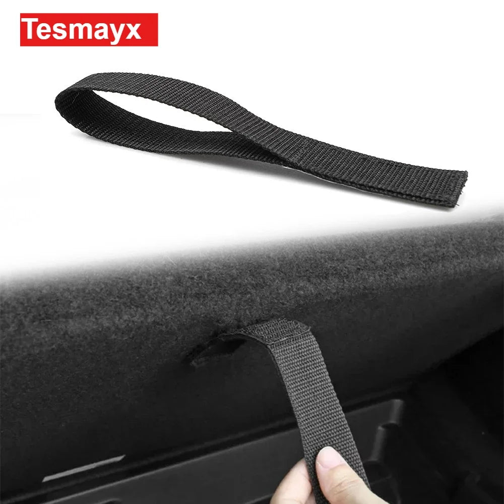 For Tesla Model Y Juniper Rear Trunk Rope DrawString Open Tail Strop Cover Handle Pull Strap Car Organizer Accessories Mat Pad