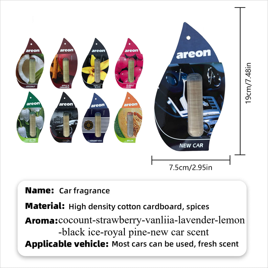 areon 3-18pcs Car Air Freshener Natural Tea Fragrance Vehicle-mounted Hanging Vanilla Scent Water Drop-shaped Car Interior