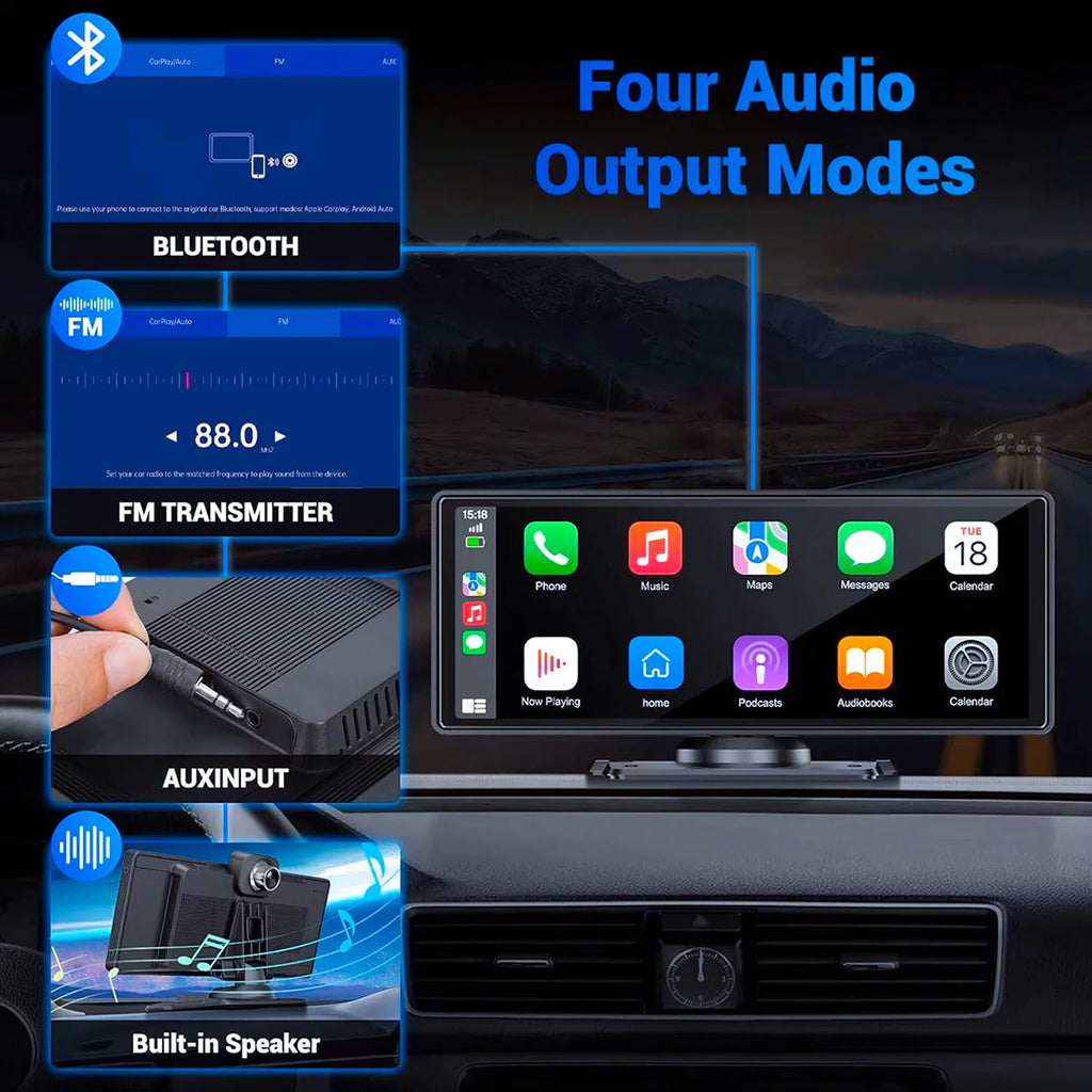 Pionray 7/10 inches android auto Universal Portable CarPlay for Car Screen Car Radio Video Wireless Carplay Screen for Apple