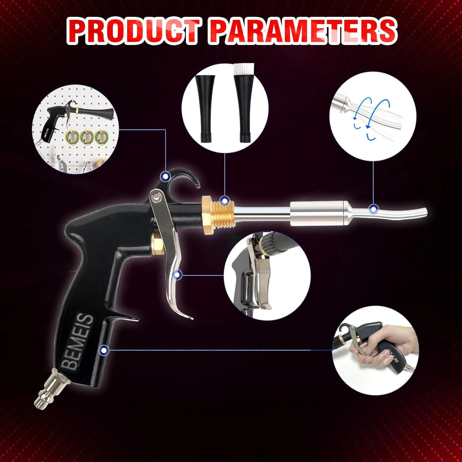 High Qulaity Portable Aluminium Bearing tube Tornador Gun For Car Washing Blowing Gun Car Washer Tornado Gun