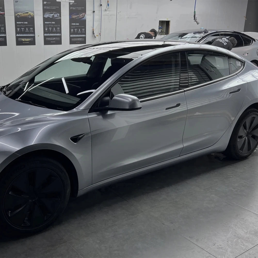 Glossy Silver Car Sticker Color Change Vinyl Film Bubble Free PVC Film Car Wrapping Decal Car Accessories Auto Decoration