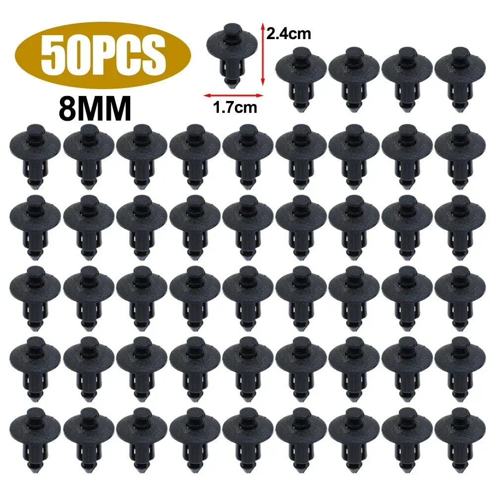 100/50pcs Car Plastic Fairing Rivet Setting Panel Fastener Clips 3 Size Mix Push Pin Auto Fastener 6mm 7mm 8mm Interior
