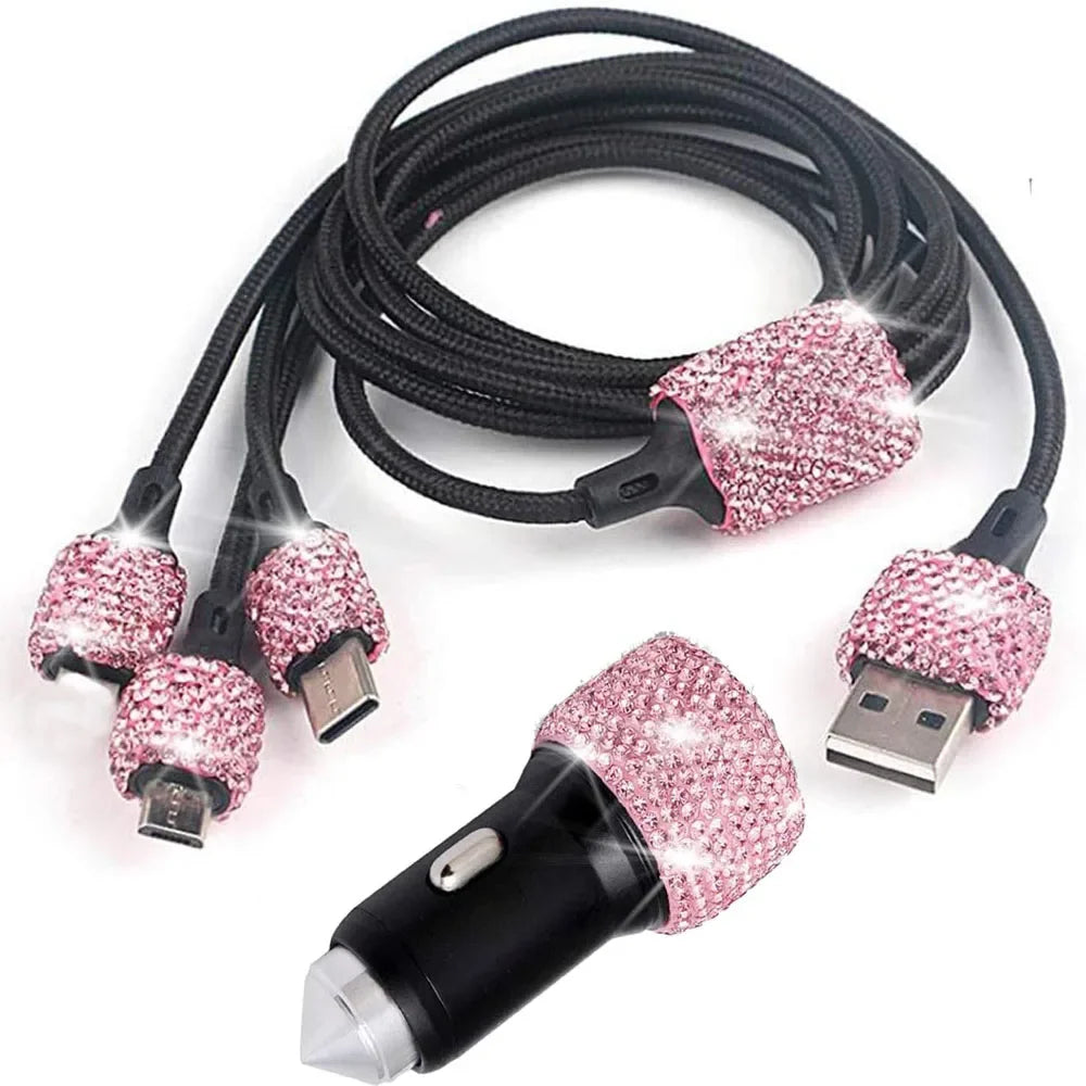 Bling Bling USB Car Charger 5V 2.1A Dual USB Port Fast Adapter Car Decor Styling Diamond Car Accessories Interior for Woman