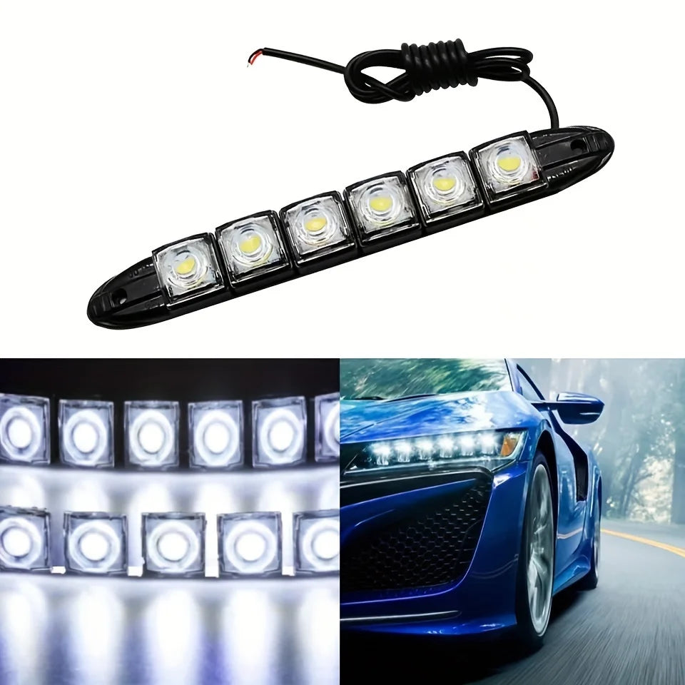 2PCS Universal Car Led DRL Daytime Running Light Flexible 6SMD White Ice Blue Waterproof Driving Fog Bulb Car Styling DC 12V