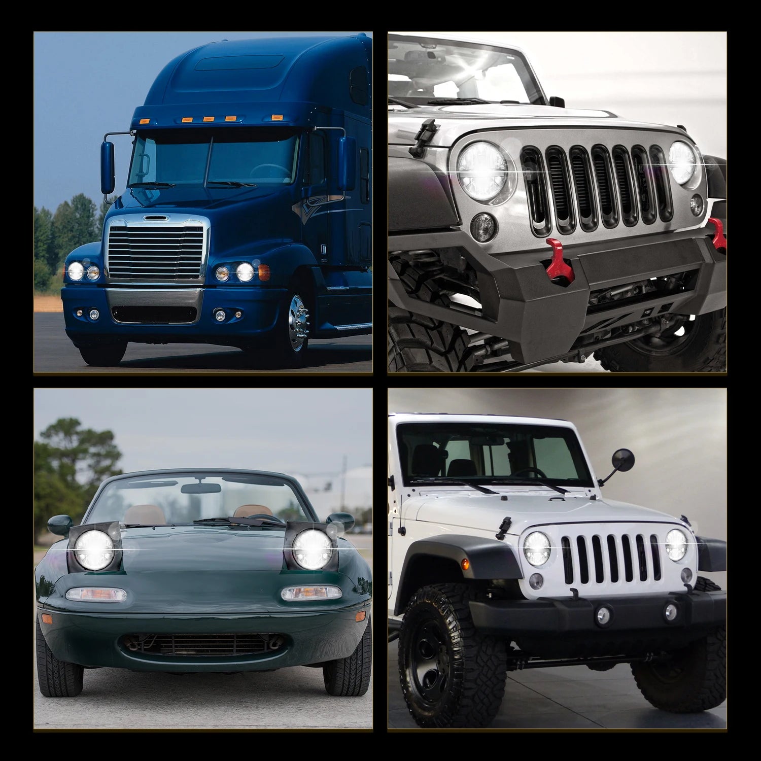 BraveWAY 7 Inch Round LED Headlight, Motorcycle/Offroad/Pickup/Truck,  For Harley For Yamaha For Honda For Jeep Wrangler