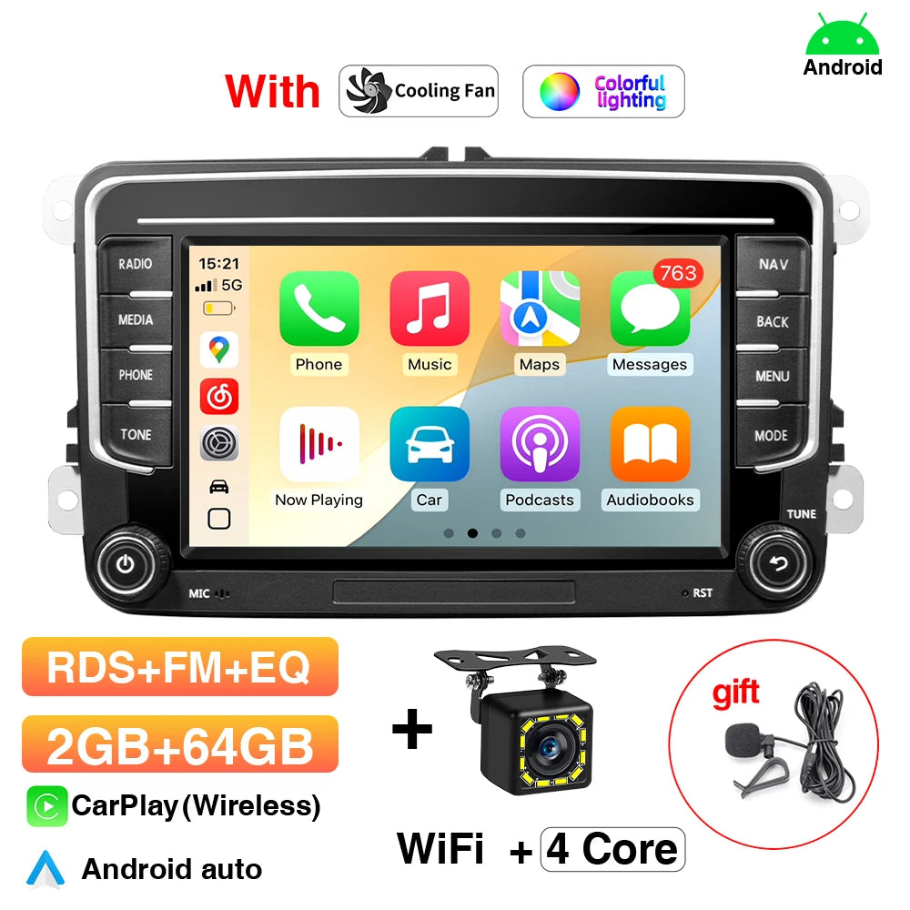 GRANDnavi 2Din Android 13 Car Radio GPS For VW / Volkswagen Skoda Octavia golf 5 6 touran passat B6 polo Jetta 2Din Radio Player