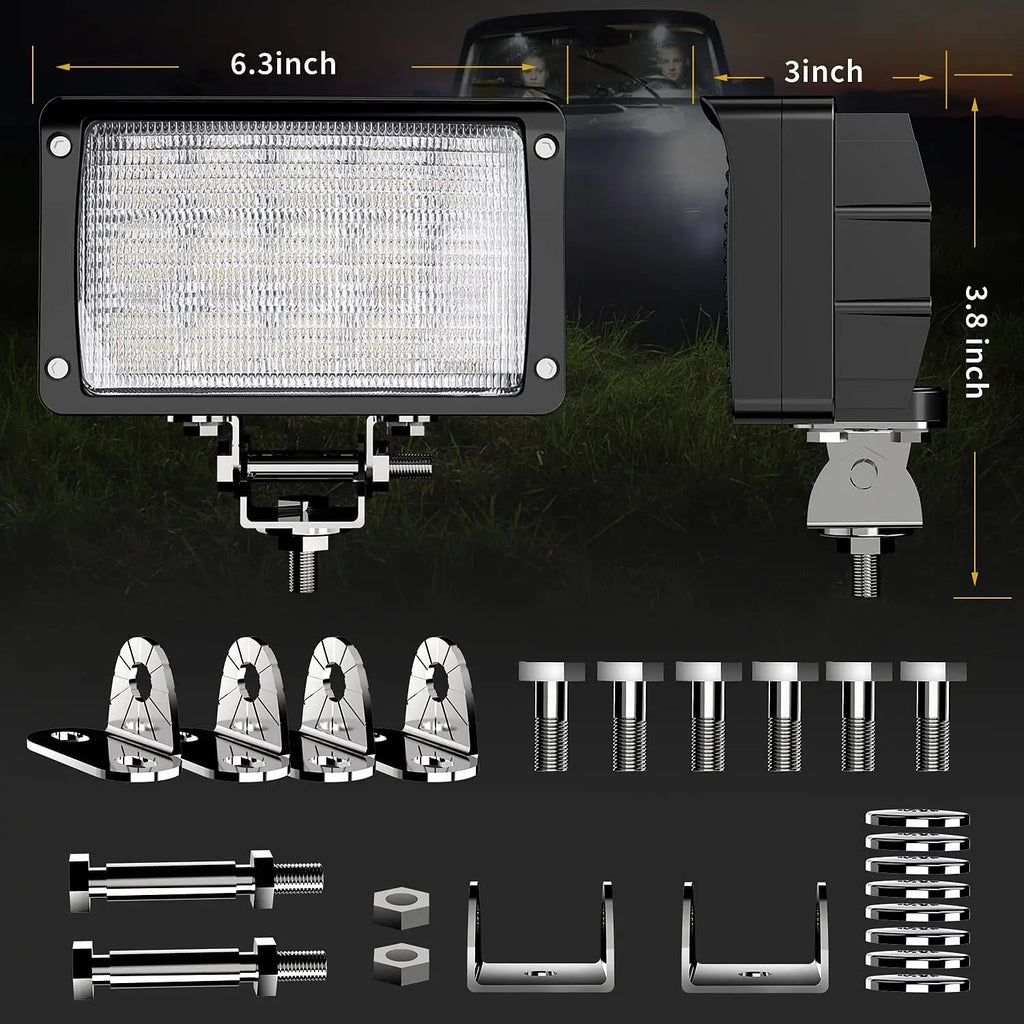 6.3 inch 75W LED Flood Light Tractor Heavy Duty Work Lam 98000LM Off road Excavat Truck  for Jo-Deer  Ku-bo Fen-dt Claas
