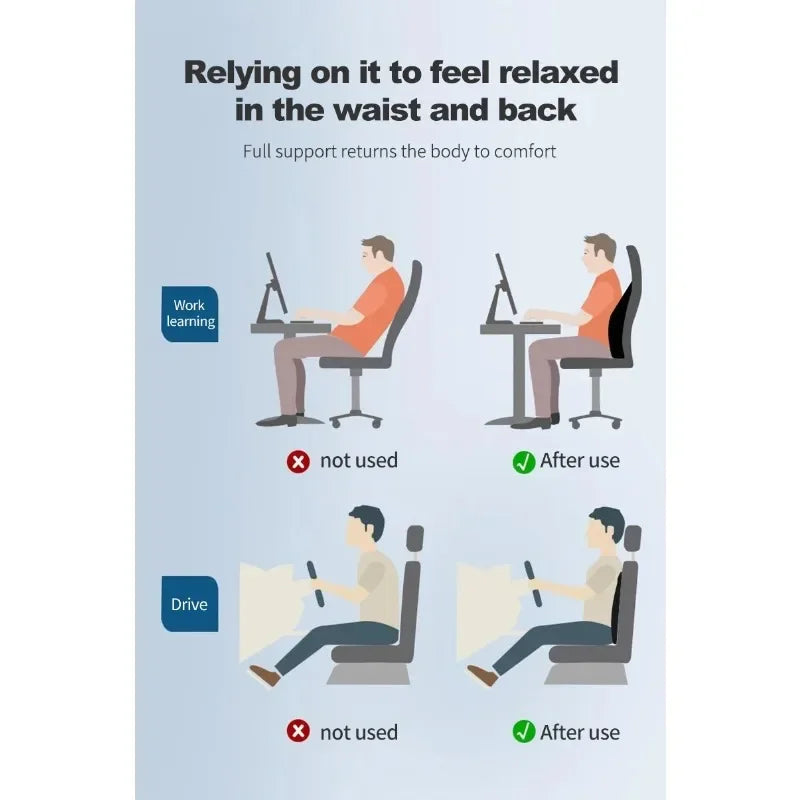 Car Memory Foam Neck Pillow Ergonomic Support for Lumbar Backrest and Headrest Cushion All Season Use