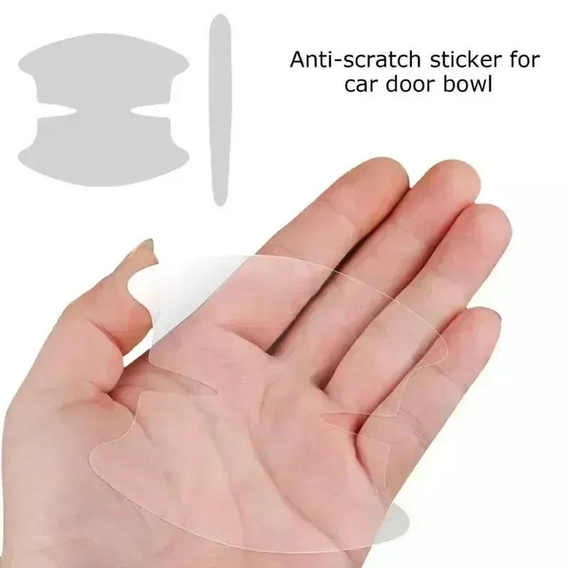 8PCS Universal Car Door Handle Bowl Scratch Protective Stickers Transparent Car Handle Anti-collision Protection Strip
