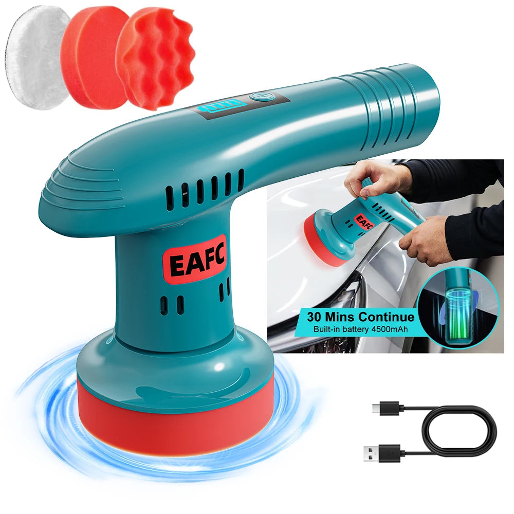 Handheld Wireless Car Paint Waxing and Polishing Machine Cordless Car Polisher 3Speed Automobile Polishing Sealing Glaze Machine