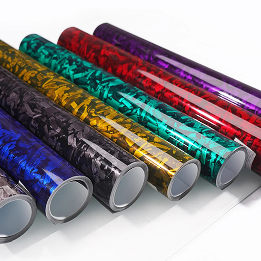 50/30cm*300cm High Glossy Black Gold Silver Red Forged Carbon Fiber Vinyl Wrap Film on the Hood Adhesive Vinyl for Car Stickers
