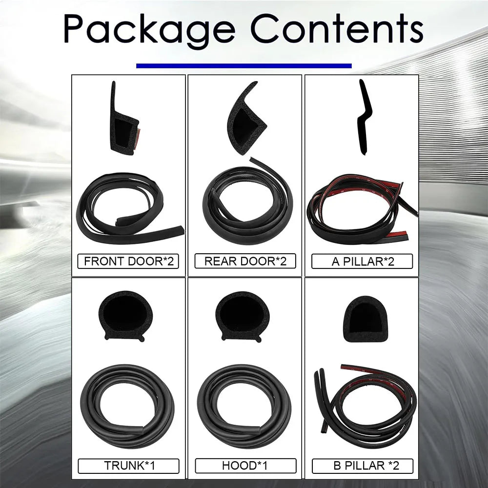 10pcs Door Seal Soundproof Kit For New Tesla Model Y Juniper 2025+ Launch 2025+ Rubber Weather Draft Seal Strip Wind Noise Kit