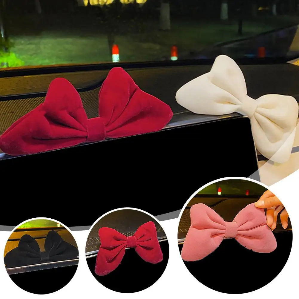 Car Center Console Fashion Red Bow Decoration Female Cover Pads Decorative Ornaments Red Bow Tie Gift  Car Accessories
