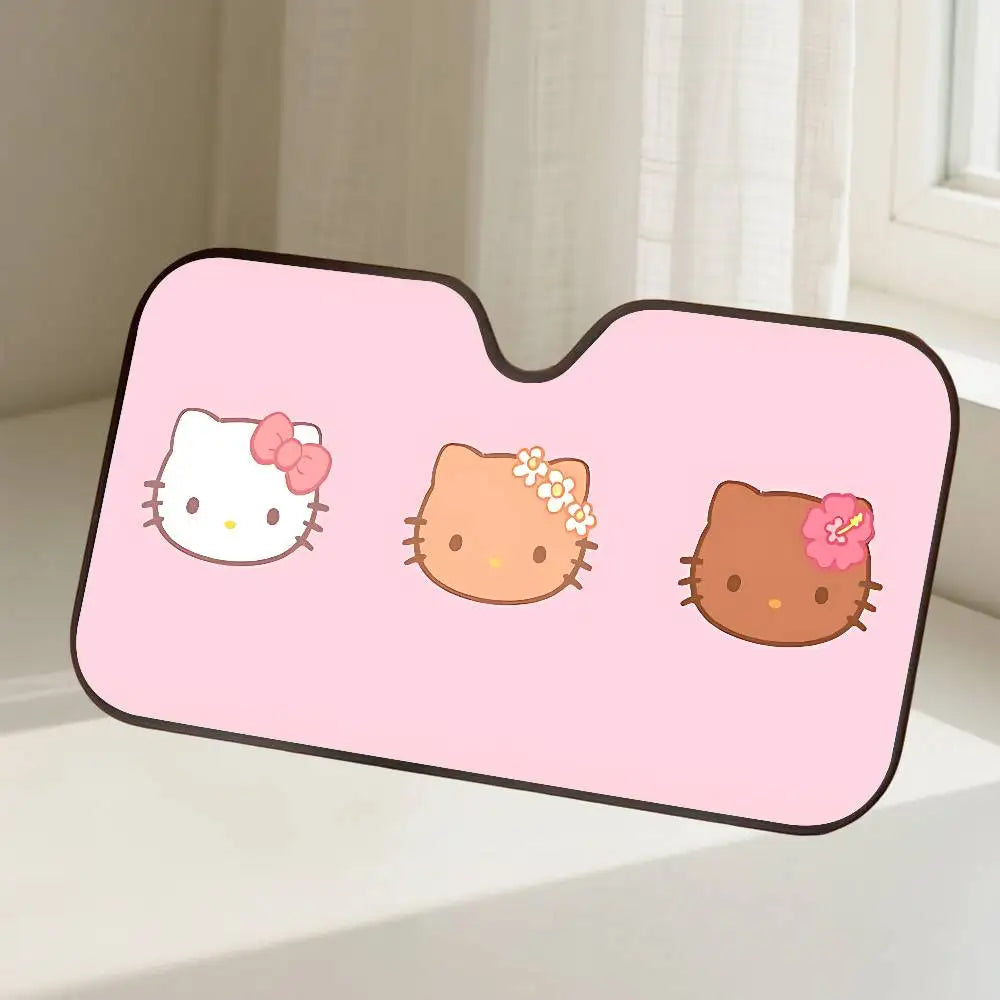 H-Hello Cat K-kitty  Car Sunshade Curtains Windscreen Front Window Visor 70x130cm Sun Visor Solar Protect Plaid Gift Novelty Car
