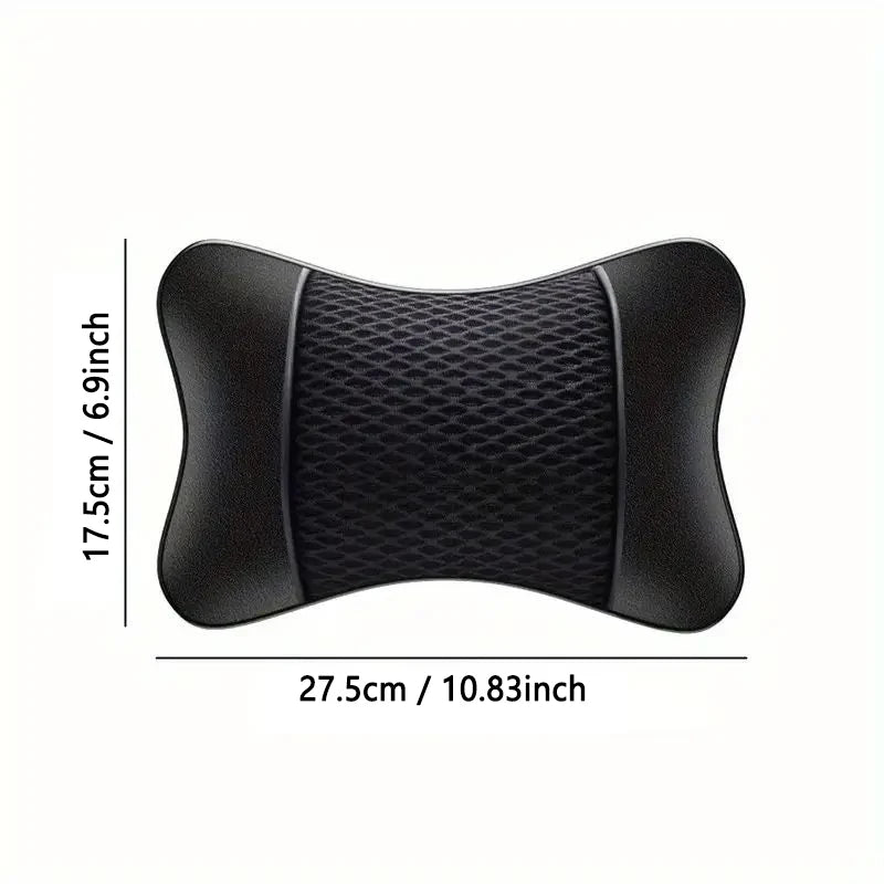 1/2pcs Universal Car Headrest PU Leather Neck Pillow Comfortable Mesh Breathable Seat Rest Cushion Car Neck Pillow