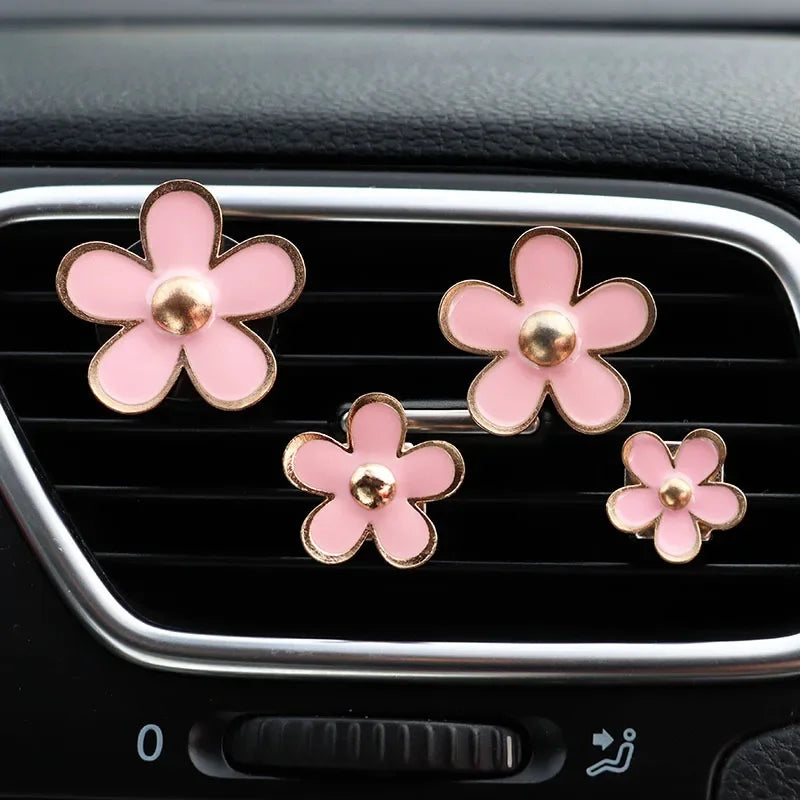 1PC Car Air Fresheners,  Car Scents Vent Clip Air Freshener, Flower Air Freshener Car Clips, Pink & White&black