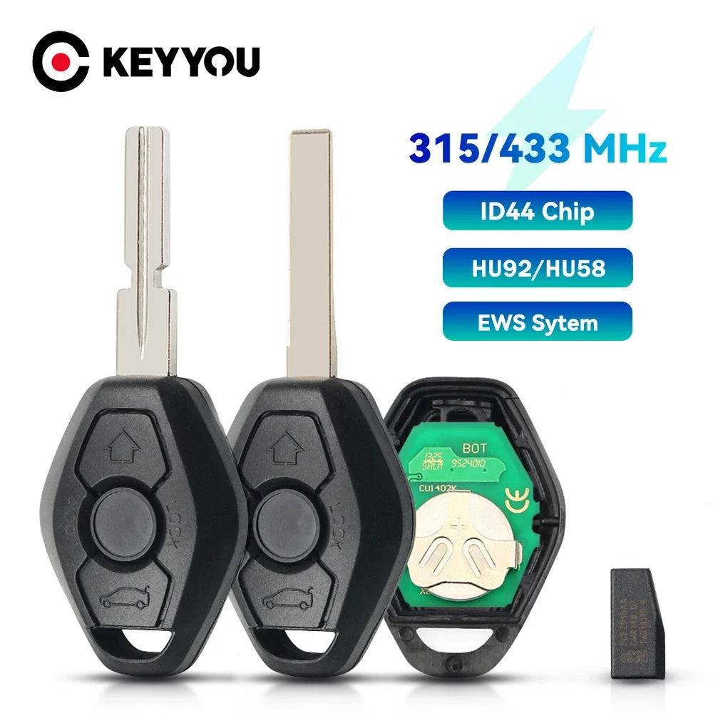 KEYYOU EWS Sytem ID44 Chip For BMW E38 E39 E46 X3 X5 Z3 Z4 1/3/5/7 Series 315/433MHz Keyless With Battery For BMW Remote Car Key