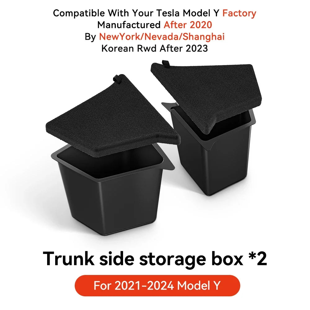 YZ For Tesla Model Y Juniper 21-2025 Trunk Side Storage Box  Hollow Cover Organizer Flocking Mat Partition Board Stowing Tidying