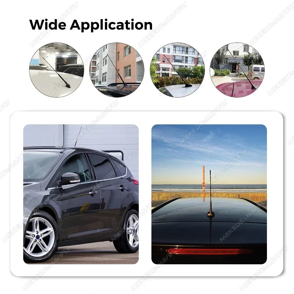 DAB Auto Radio Aerial Amplified Roof Mount Rod Antenna AM/FM Din SMA Male Connector 5m Cable for JVC Kenwood Pioneer Receiver