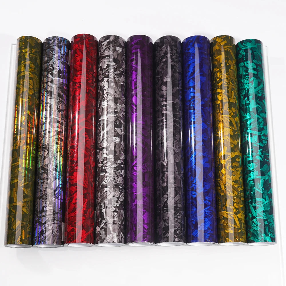 50/30cm*300cm High Glossy Black Gold Silver Red Forged Carbon Fiber Vinyl Wrap Film on the Hood Adhesive Vinyl for Car Stickers