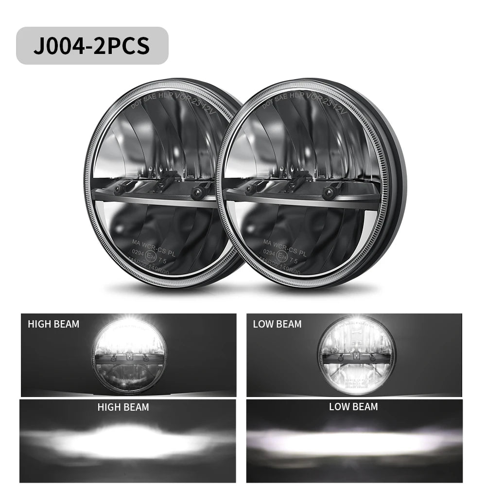 BraveWAY 7 Inch Round LED Headlight, Motorcycle/Offroad/Pickup/Truck,  For Harley For Yamaha For Honda For Jeep Wrangler